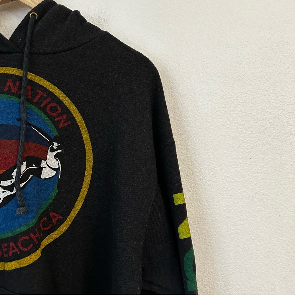Aviator Nation Black Hooded Sweatshirt with Rainbow Logo - Picture 4 of 12